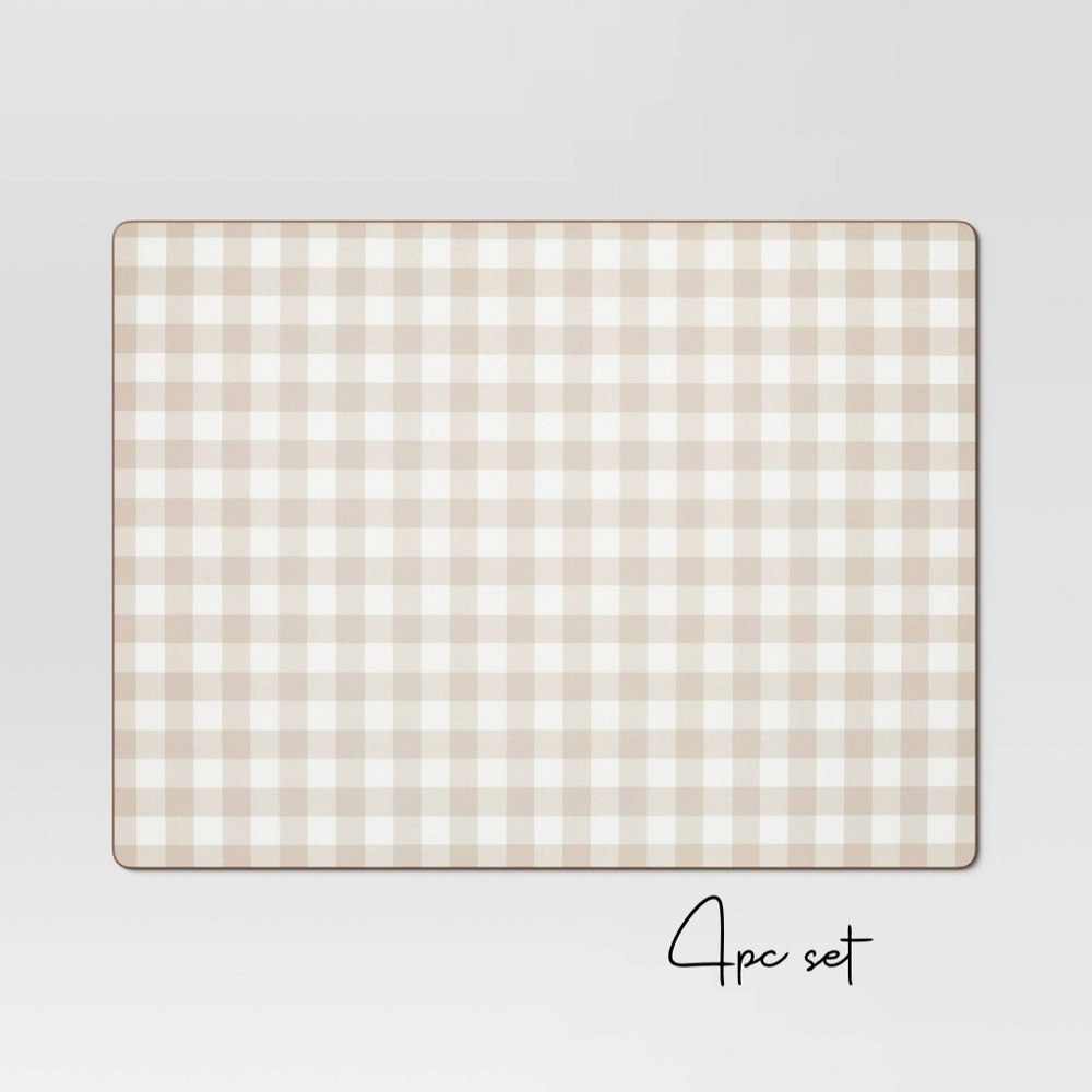 Cork Buffalo Check Placemat, Set of 4, Neutral/White - Threshold, Target